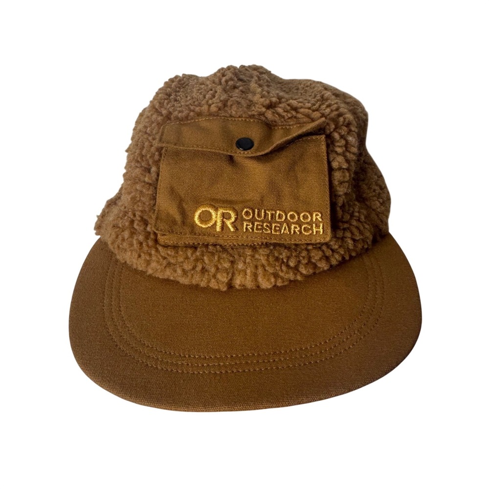 Outdoor Research Sherpa Fleece 5 Panel Hat Brown Pocket Adjustable Cap One Size